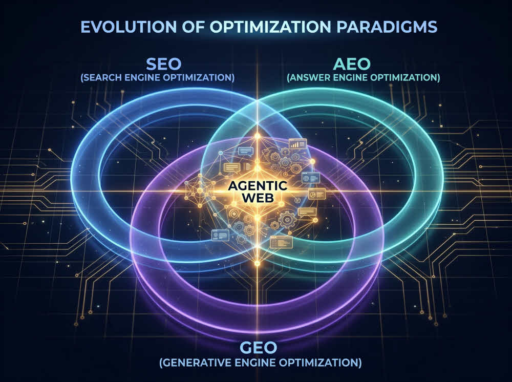 SEO, GEO, AEO and Agentic Web Framework